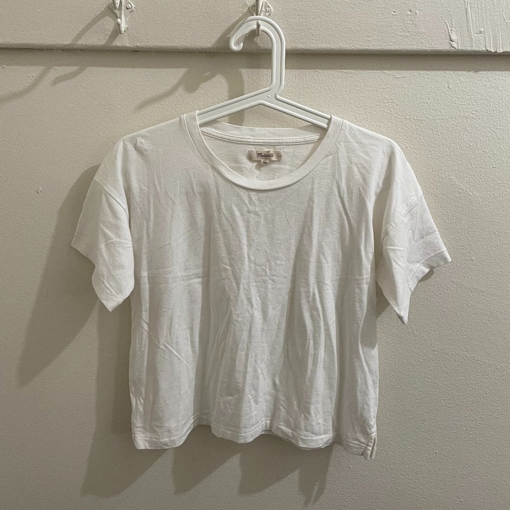 Madewell 100% cotton crop t-shirt, white XS